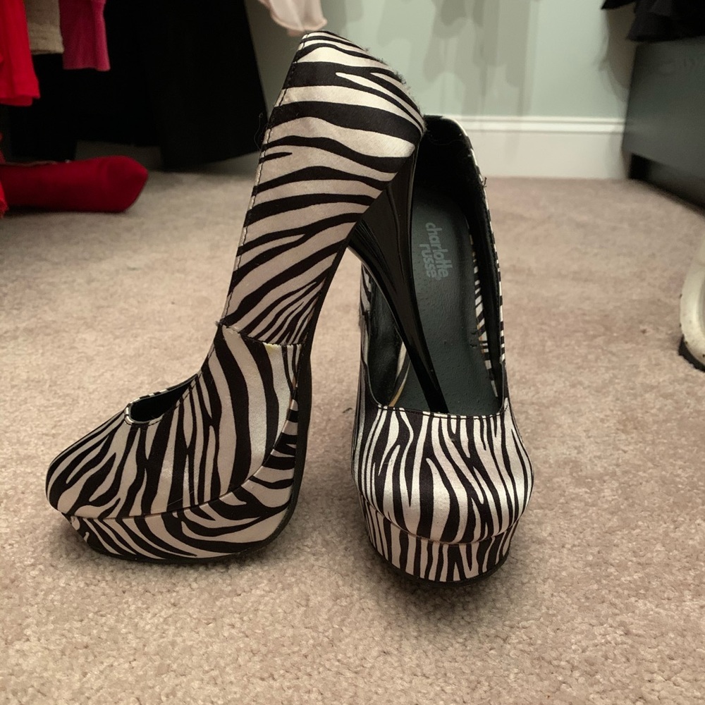 NEVER BEEN WORN Charlotte Russe Zebra Heels!